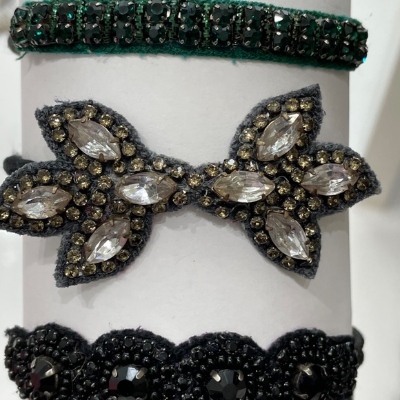 Deepa Gurnani Crystal Ponytail Holders, Hair Accessories, Set of 3